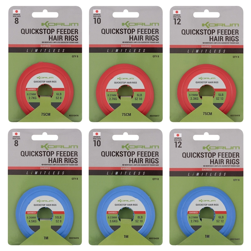 Korum Limitless Quickstop Feeder Hair Rigs Barbed